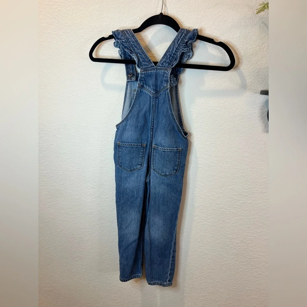 Gap Denim Blue Jean‎ Ruffle Bib Overalls Girls Sz 4 Years Toddler